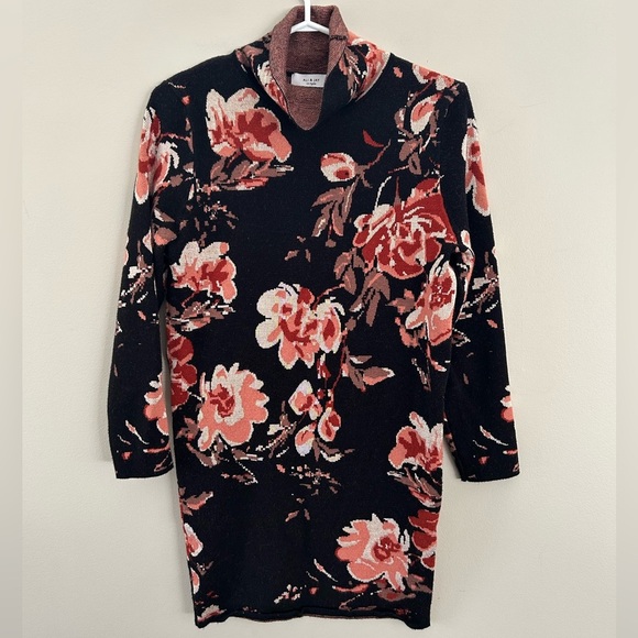ALI & JAY Floral Turtleneck Cozy Knit Sweater Mini Dress - Picture 2 of 5